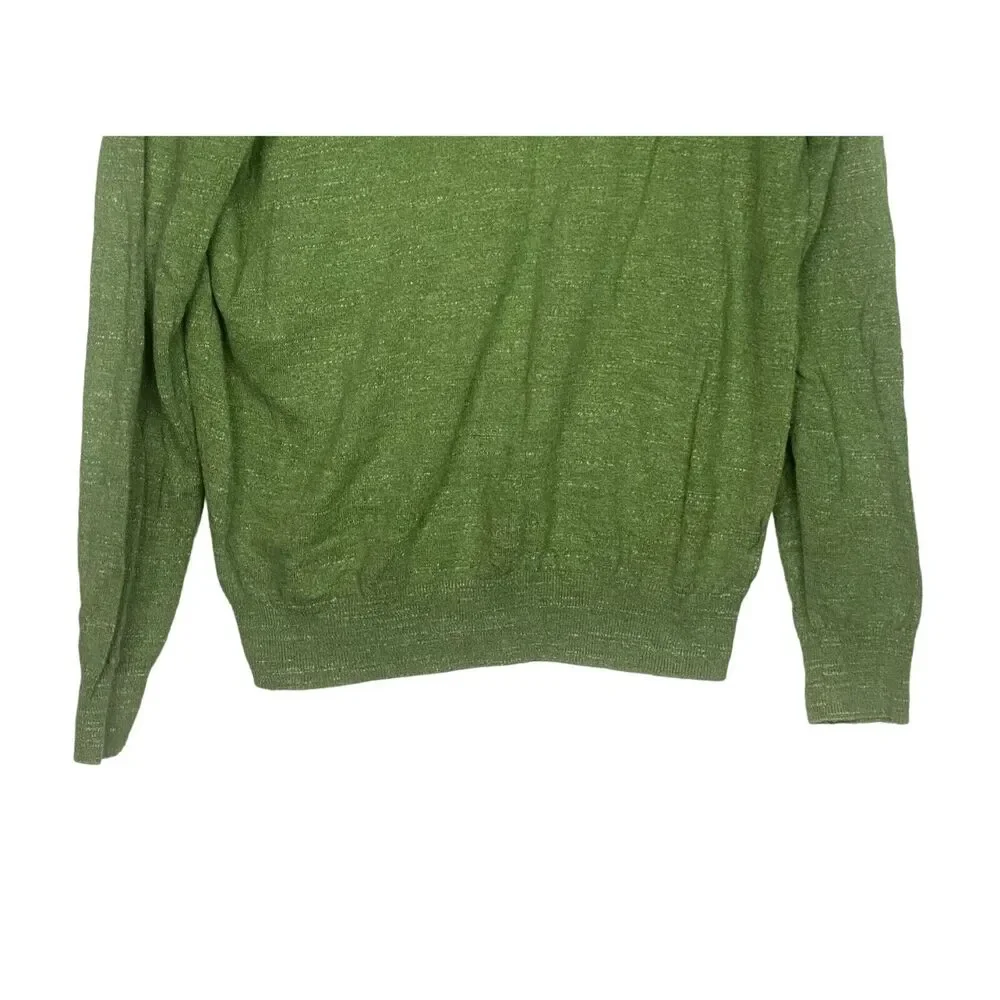 J. Crew Mens Breathable V Neck Long Sleeve Pullover Sweater Cotton L Green